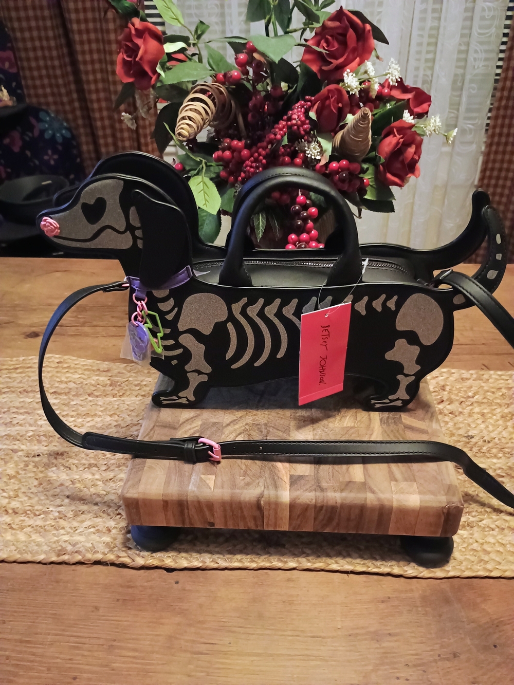 Black Dachshund Skeleton Crossbody Bag - Novelty Women's Purse XO-Bark